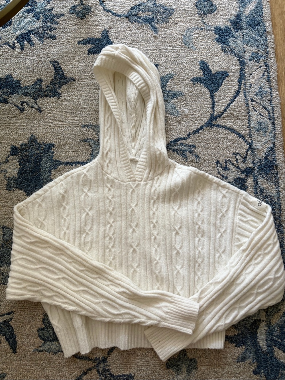 Cream Cable-Knit Hooded Sweater